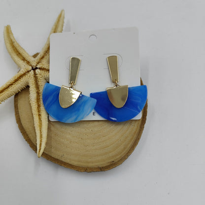 Mavi ve Gold Detaylı Küpe
