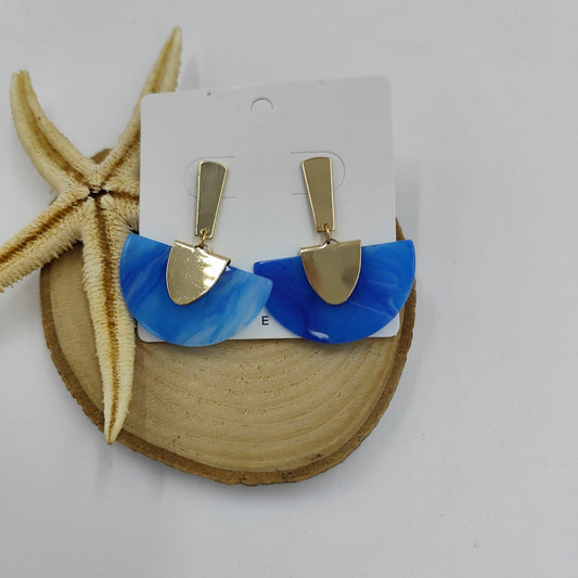 Mavi ve Gold Detaylı Küpe