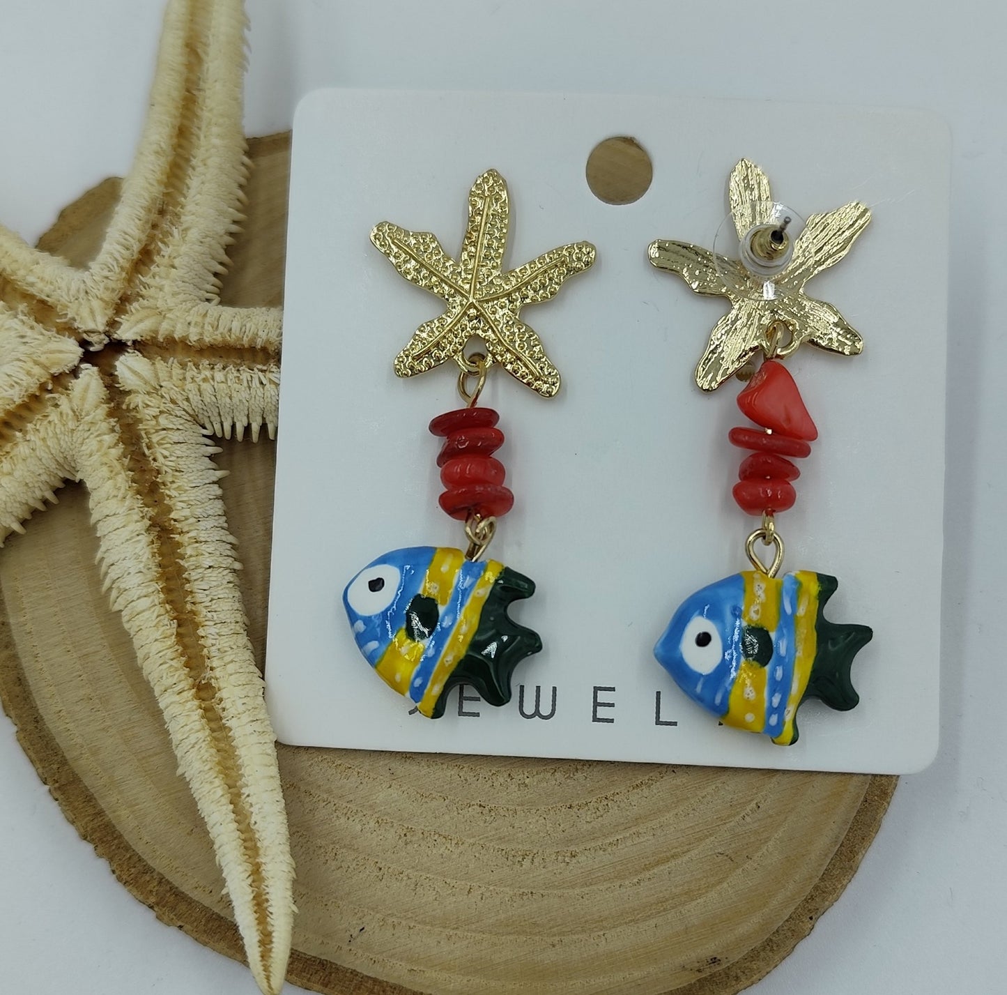 Deniz yıldızı ve Balık Figürlü Küpe
