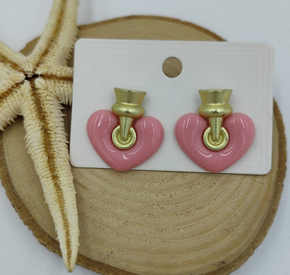 Pembe Kalpli Gold Küpe