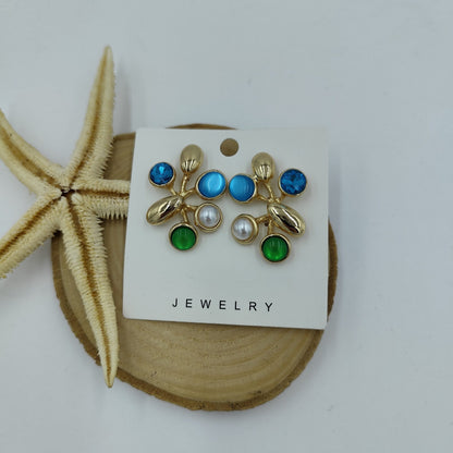 Renkli ve Gold Detaylı Küpe