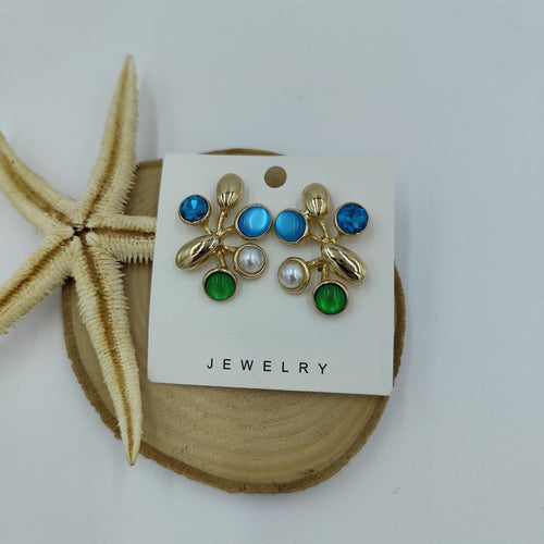 Renkli ve Gold Detaylı Küpe