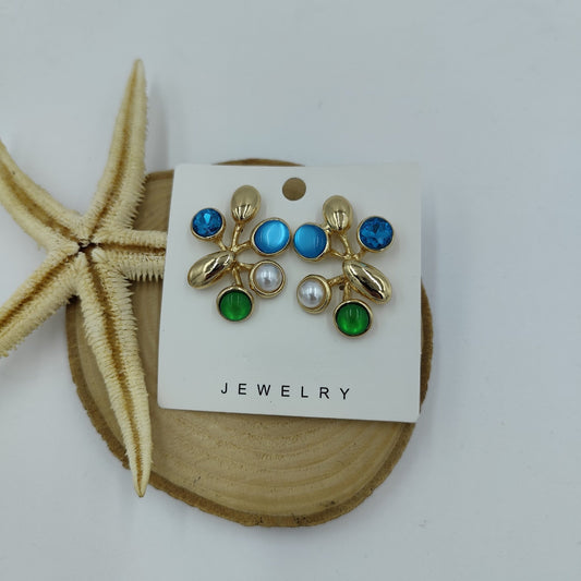 Renkli ve Gold Detaylı Küpe