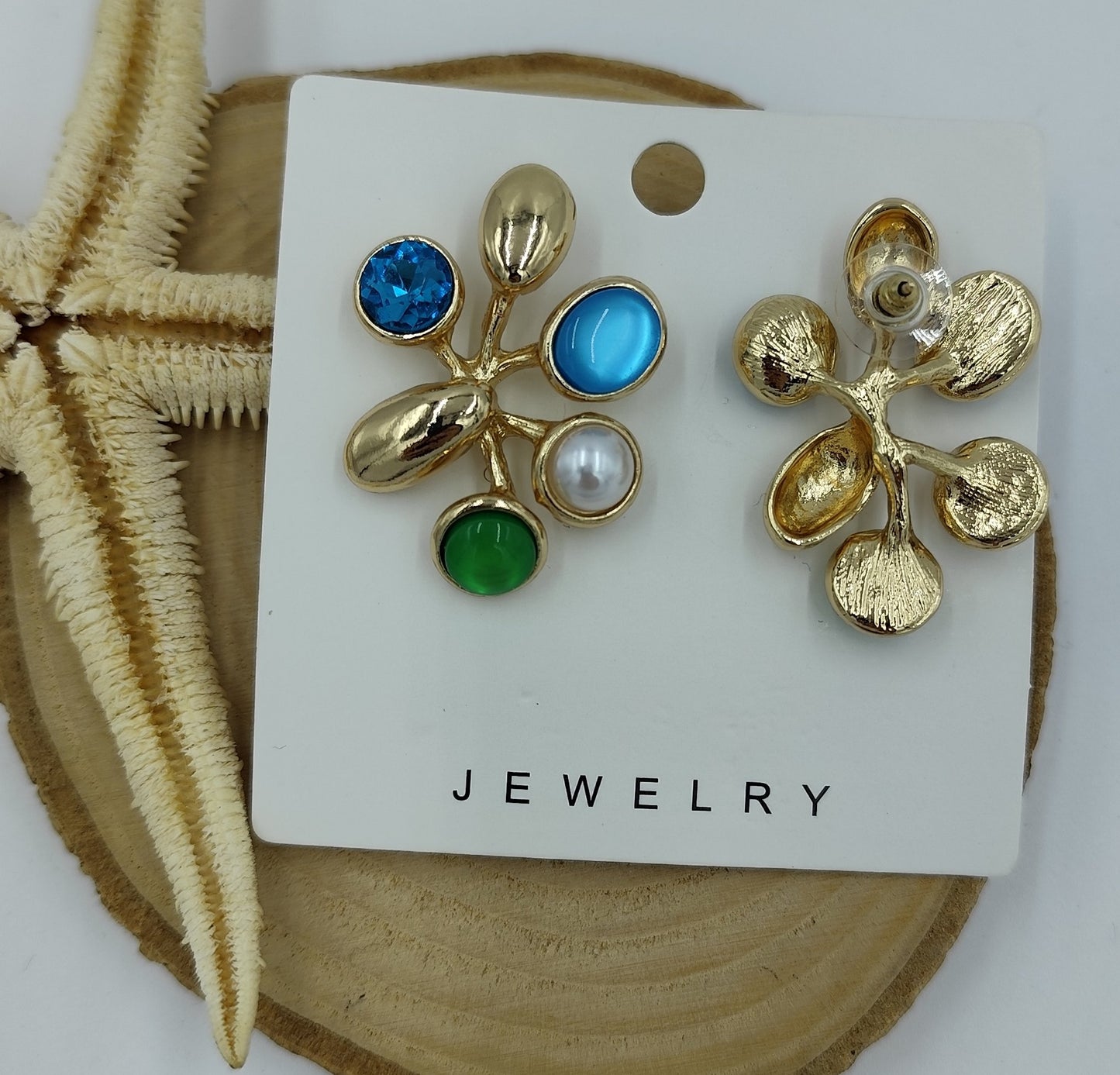 Renkli ve Gold Detaylı Küpe