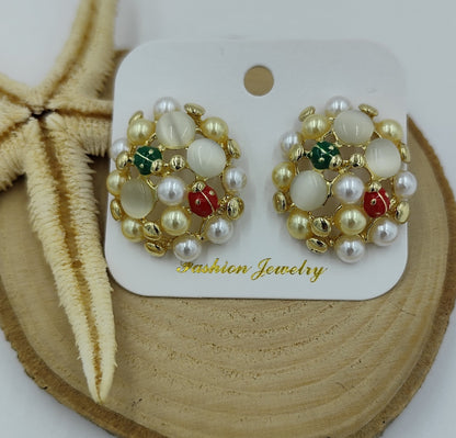 Uğurböceği Detaylı Gold Küpe