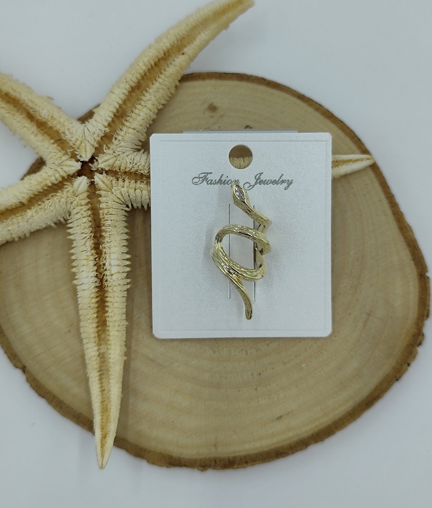 Yılan Figürlü Gold Kıkırdak Küpe