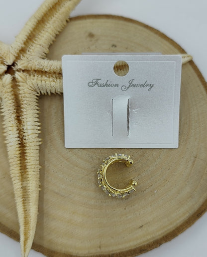 Taş Detaylı Gold Kıkırdak Küpe