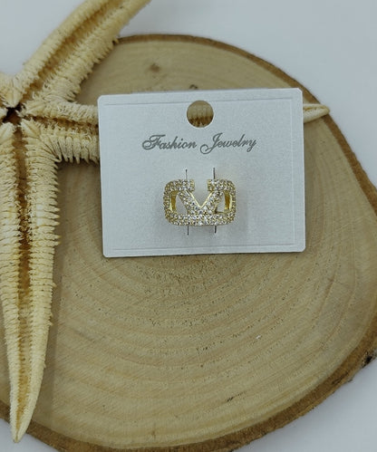 Taş Detaylı Gold Kıkırdak Küpe