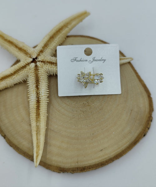 Taş Detaylı Gold Kıkırdak Küpe