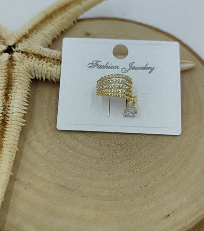 Taş Detaylı Gold Kıkırdak Küpe