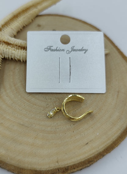 Taş Detaylı Gold Kıkırdak Küpe