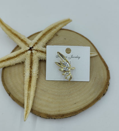 Taş Detaylı Gold Kıkırdak Küpe