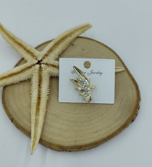 Taş Detaylı Gold Kıkırdak Küpe
