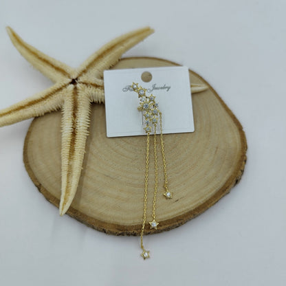Taş Detaylı Gold Yıldız Kıkırdak Küpe