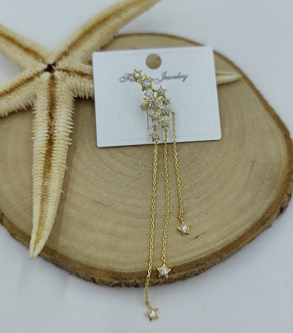Taş Detaylı Gold Yıldız Kıkırdak Küpe