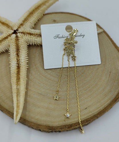 Taş Detaylı Gold Yıldız Kıkırdak Küpe