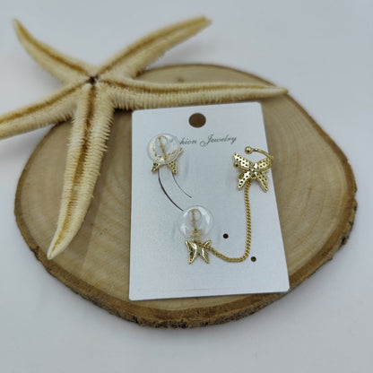 Taş Detaylı Kelebek Gold Kıkırdak Küpe