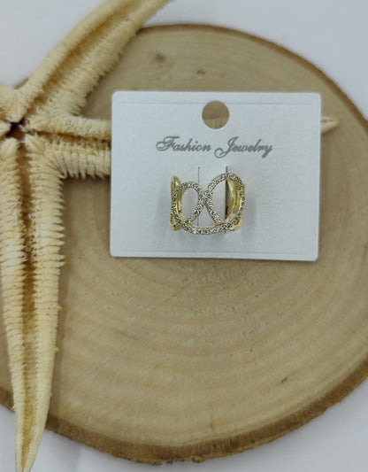 Taş Detaylı Gold Kıkırdak Küpe