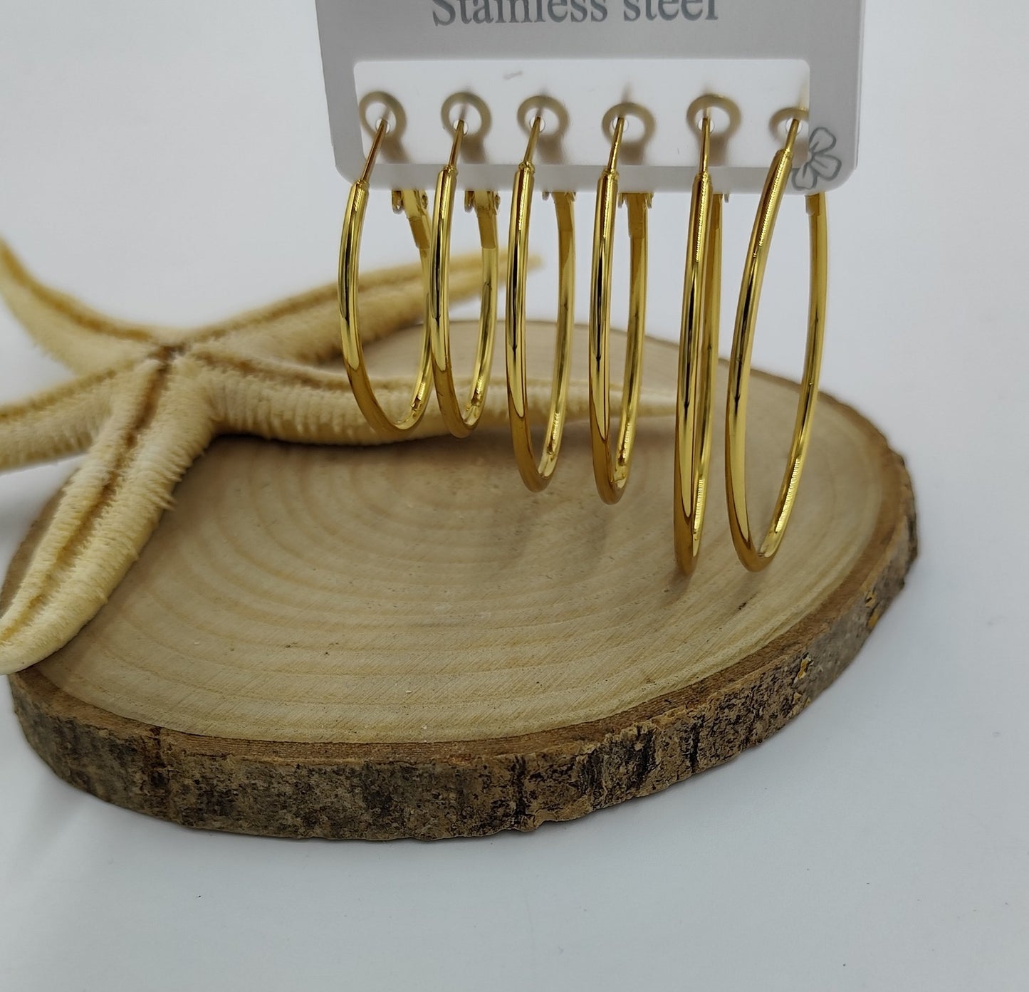 Elips Gold Çelik Halka Küpe