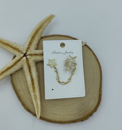Taş Detaylı Gold Kıkırdak Küpe