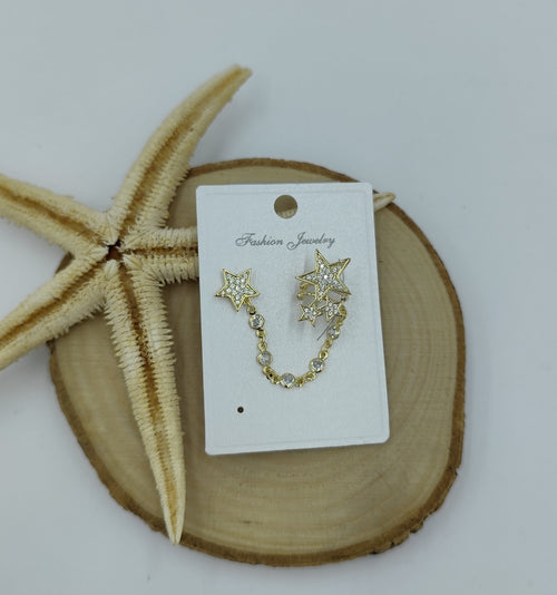 Taş Detaylı Gold Kıkırdak Küpe