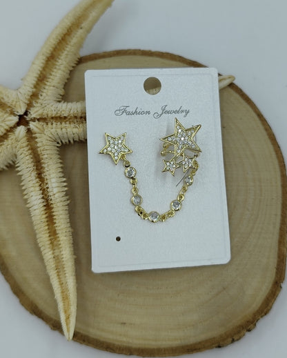 Taş Detaylı Gold Kıkırdak Küpe