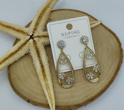 Taş Detaylı 14 K Küpe