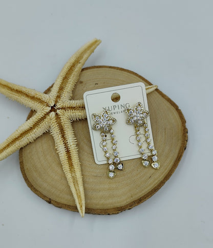 Taş Detaylı 14 K Küpe