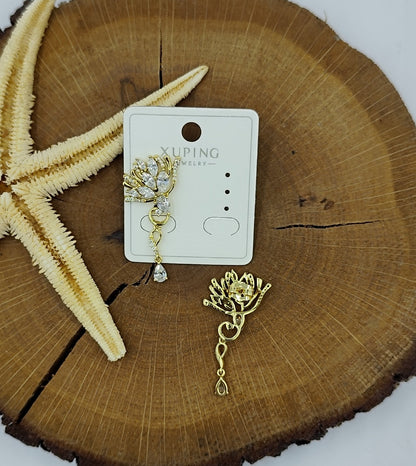 Taş Detaylı 14 K Küpe