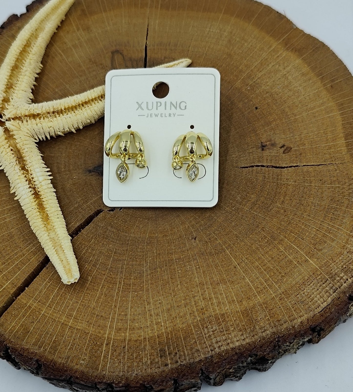 14 K Taş Detaylı Küpe