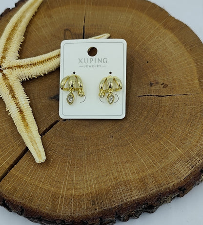 14 K Taş Detaylı Küpe