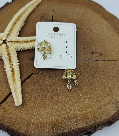 14 K Taş Detaylı Küpe