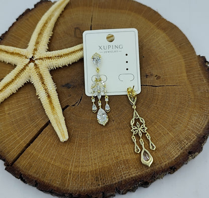 14 K Taş Detaylı Sallantılı Küpe