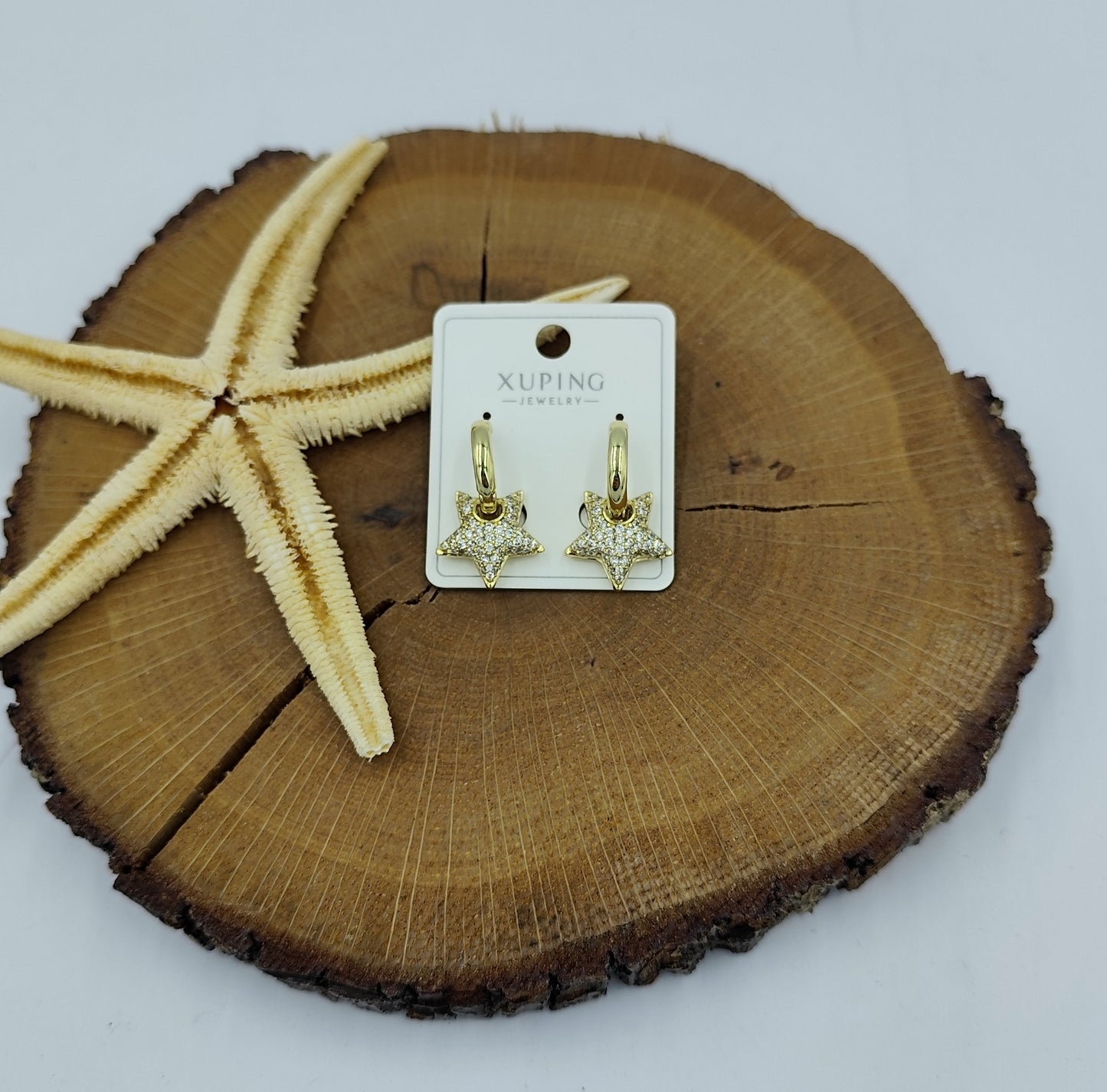 14 K Taş Detaylı Yıldız Küpe