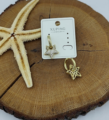 14 K Taş Detaylı Yıldız Küpe