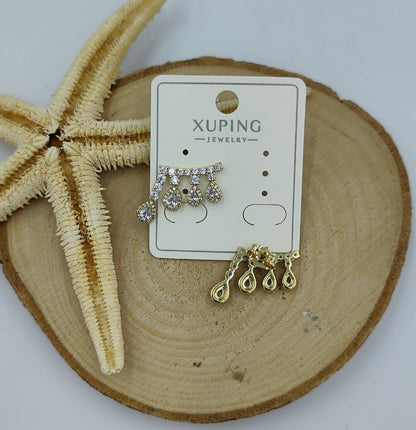 14 K Taş Detaylı Küpe