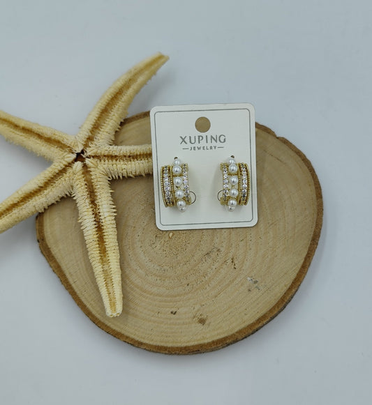 14 K İnci Detaylı Küpe