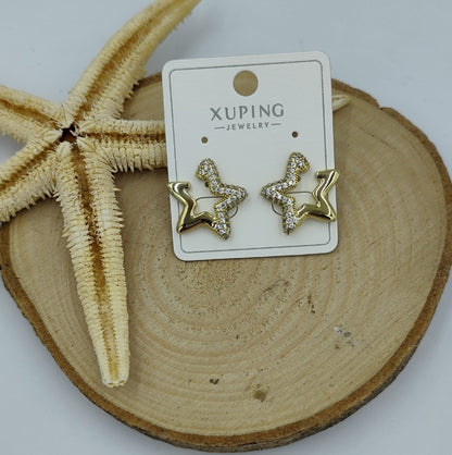 14 K Taş Detaylı Yıldız Küpe