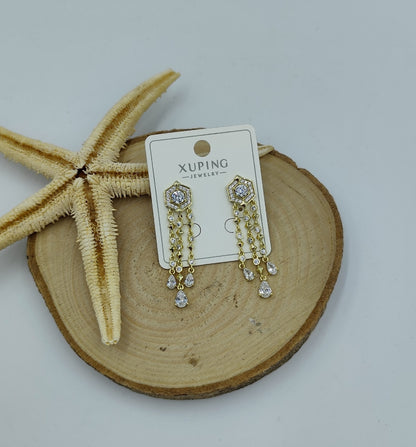 14 K Taş Detaylı Küpe