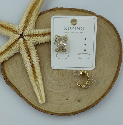 14 K Taş Detaylı Küpe