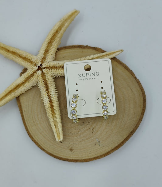14 K Taş Detaylı Halka Küpe