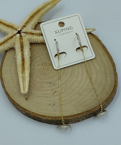 14 K Taş Detaylı Küpe