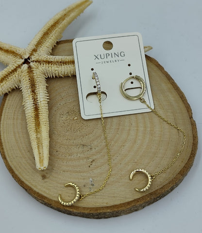 14 K Taş Detaylı Küpe