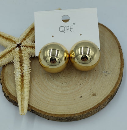 Gold Renkte Parlak Yuvarlak Küpe