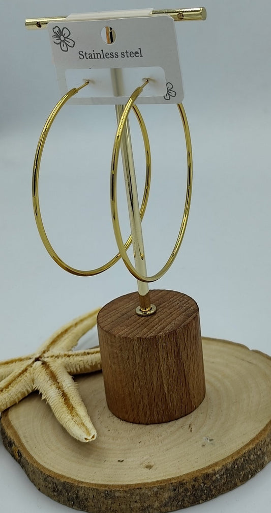 Gold Renkte Çelik Halka Küpe( Büyük Boy)