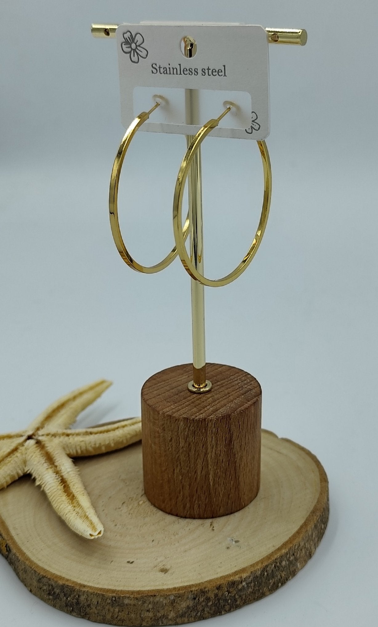 Gold Renkte Çelik Köşeli Halka Küpe(Mini Boy)