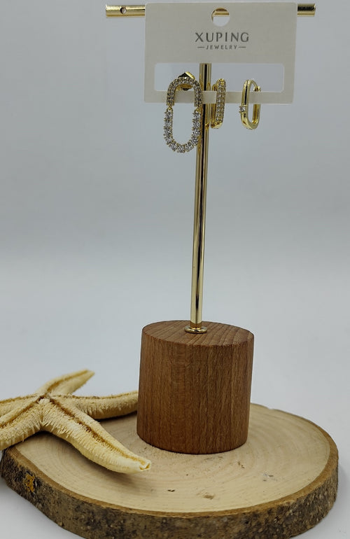 14 K Taş Detaylı 3'lü Küpe