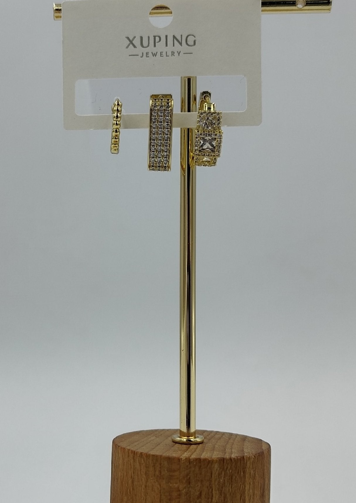 14 K Taş Detaylı 3'lü Küpe
