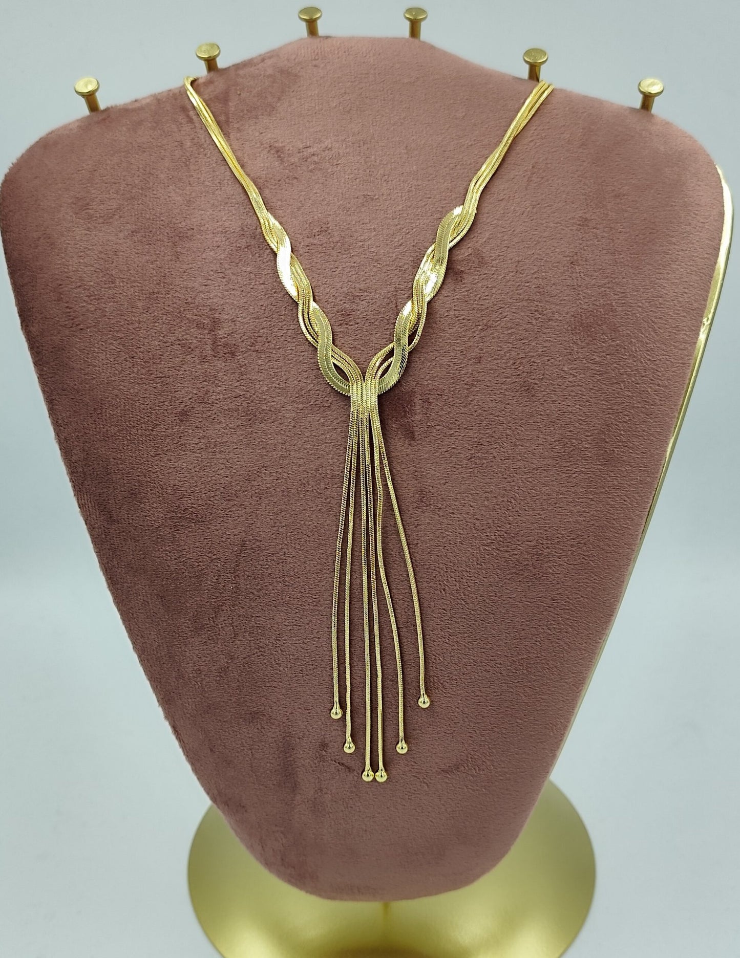 Örgü Detaylı Gold Kolye