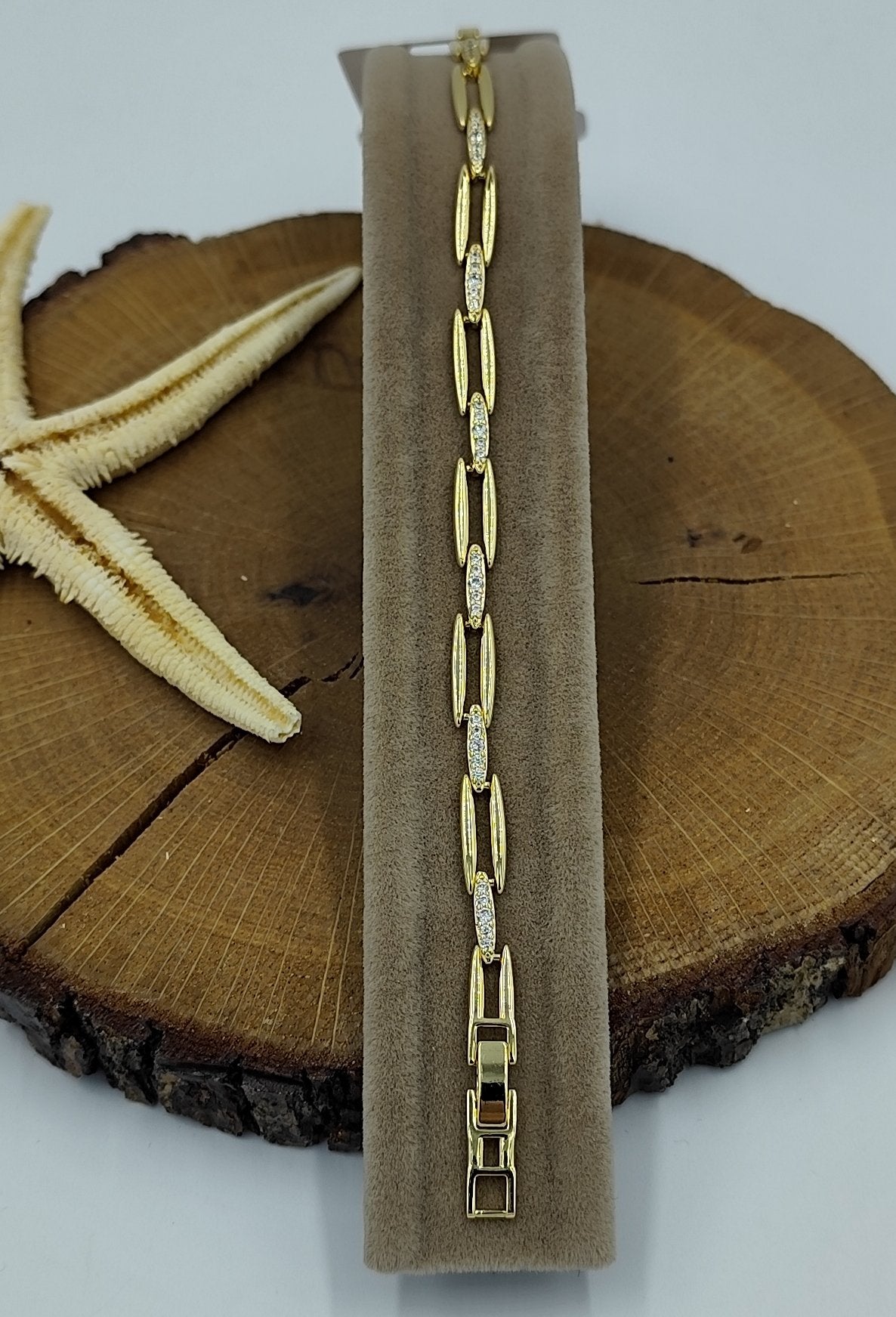 Taş Detaylı Gold Bileklik